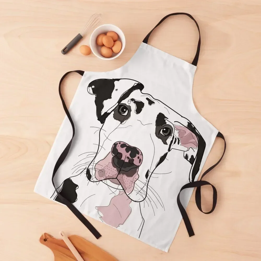 Great Dane b/w/pink dog Apron Household Items Kitchen Korean Apron