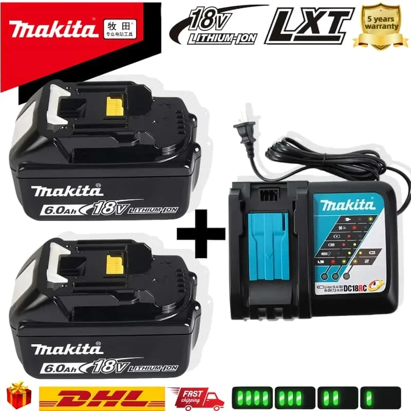 

Original 18650 Makita18V Battery 6000mAh,suitable For Makita DGA404 DTD173 DUB186Z Drill,Wrench,screwdriver rechargeable battery