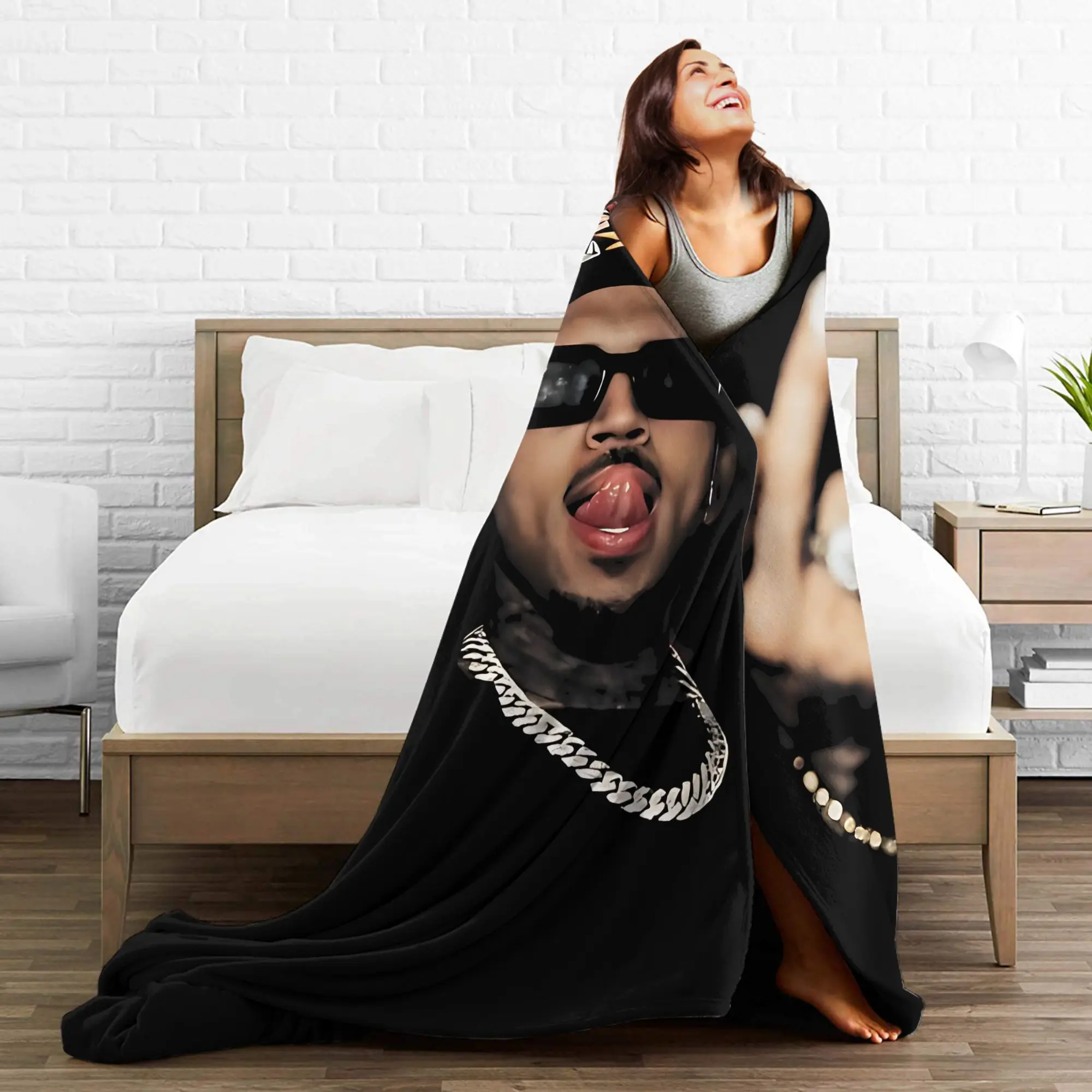 مضحك فنجر كريس براون البطانيات الصوف المطبوعة متعددة الوظائف خفيفة الوزن رمي البطانيات ل أريكة مكتب المفرش #6