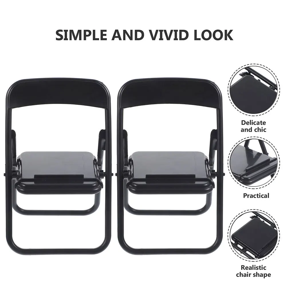 25 قطعة كرسي قابل للطي حامل هاتف كراسي مصغرة لمكتب دمية الديكور المحمولة أثاث صغير حامل هاتف الخليوي الصغيرة #4