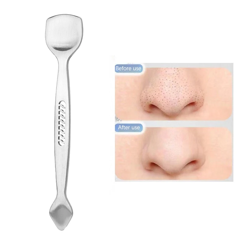 Espátula removedora de cravo de dois lados, limpador de poros de manchas de nariz, aço inoxidável, ferramenta profissional de salão de beleza facial e saúde