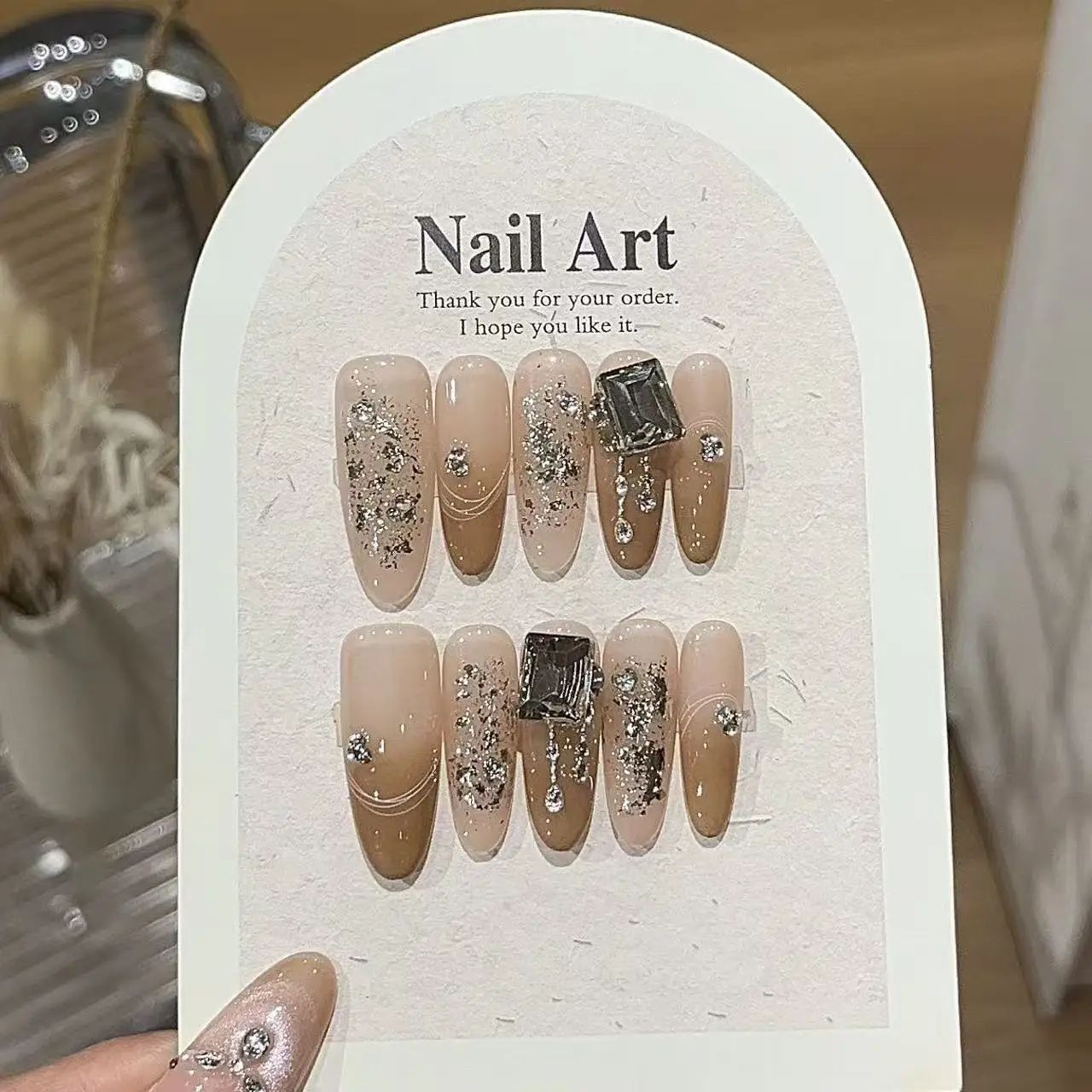 10 قطع الراقية الخريف والشتاء لون الشمبانيا، كومة تألق الماس ثلاثي الأبعاد مربع الماس، عين القط التدرج #3