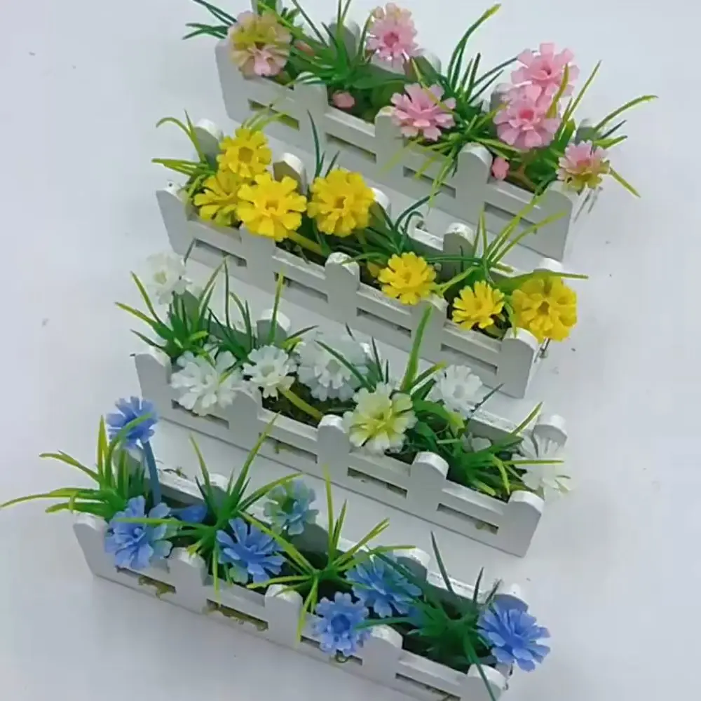 

1:12 Scale Dollhouse Simulated Flower Fence Lifelike Artificial Decor Garden Miniature Potted Plants Daily Decoration