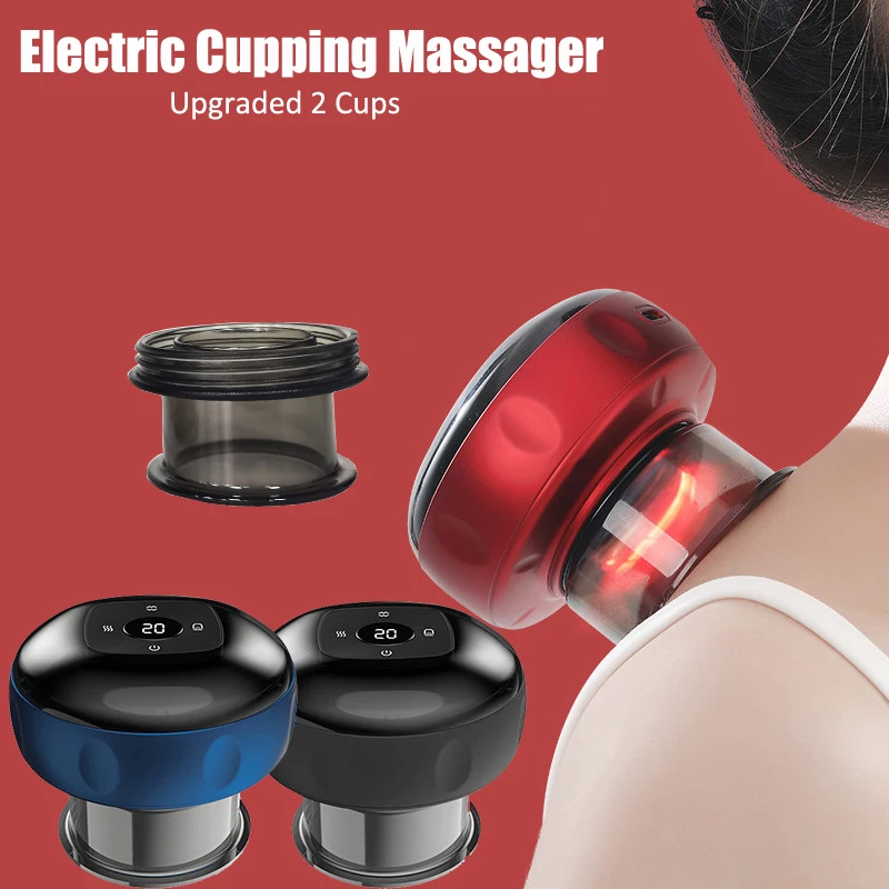 

Electric Scraping Instrument Dredging Meridians Breathing Heating Cupping Massager Suction Cup Whole Body Cupping Massage 2 Cups