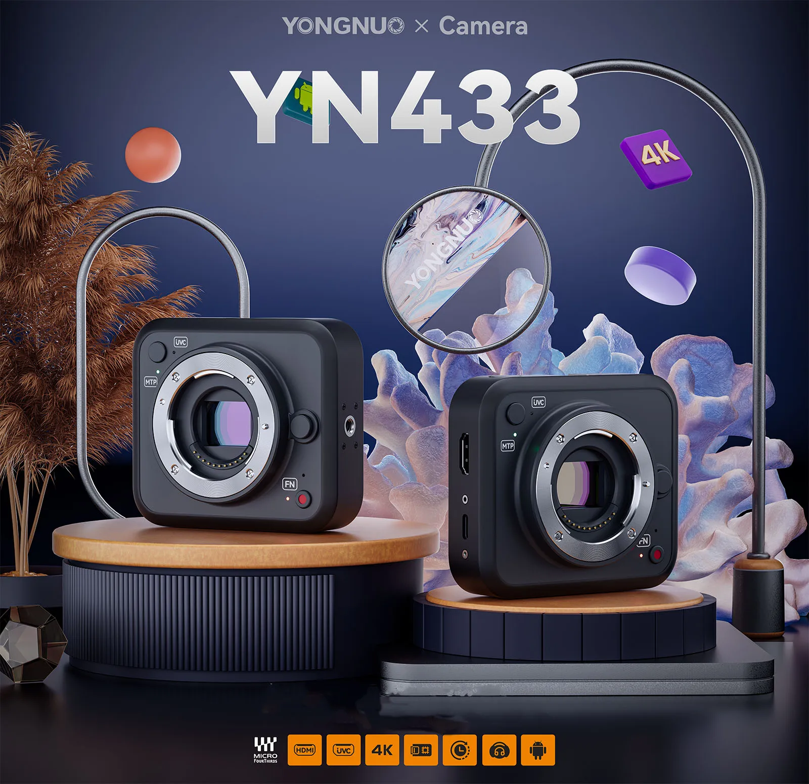 YONGNUO YN433 HD Live Camera USB Professional M4/3 Mount for Live Streaming Studio Meeting Video Conference Outdoor Shooting