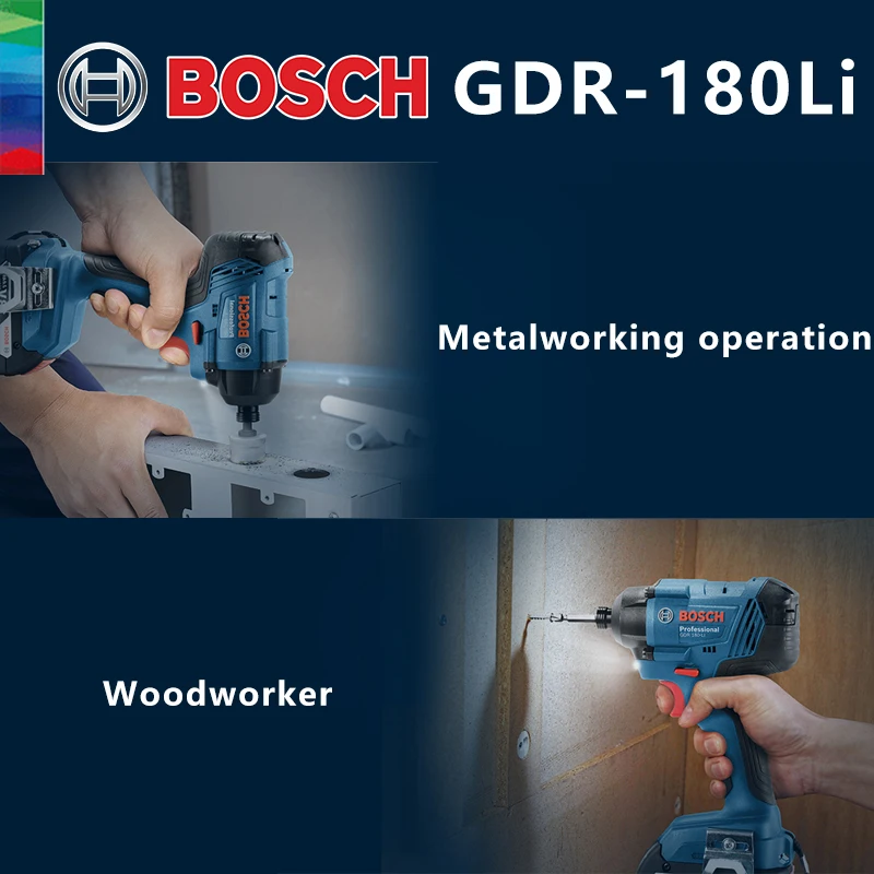 Bosch-llave de impacto recargable GDR 180 LI, destornillador eléctrico de 18V, 160Nm, taladro de mano, Herramientas Eléctricas originales