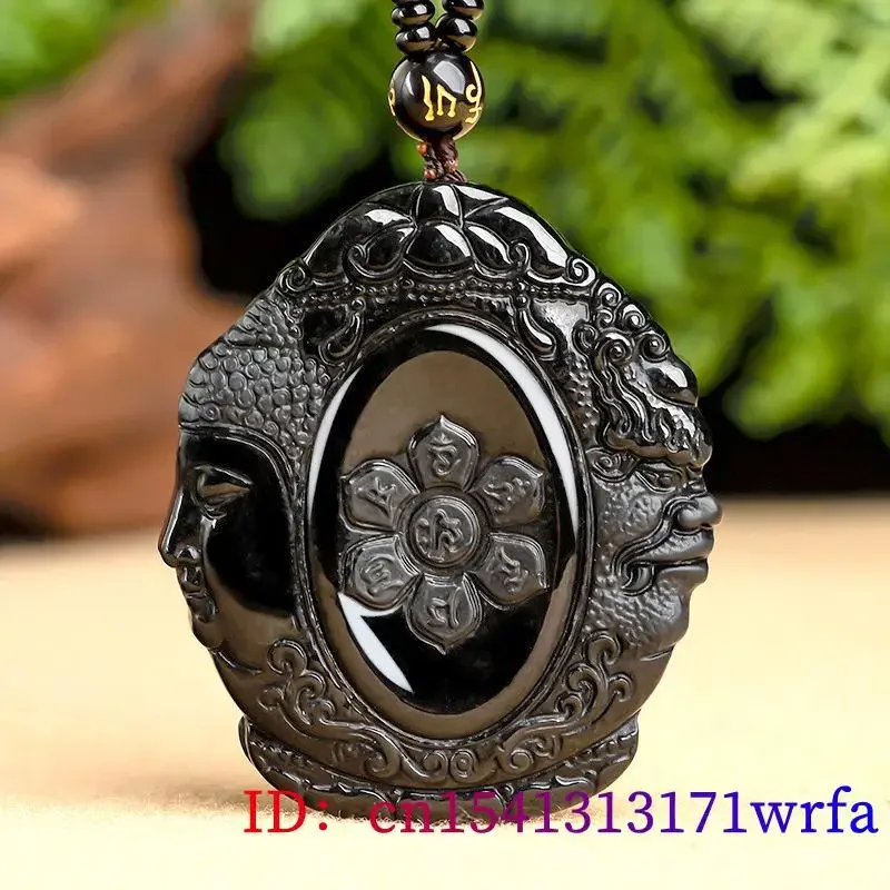 Burmese Jadeite Patron Saint Pendant Designer Stone Accessories Black Jade Natural Gifts for Women Jewelry Necklace Real