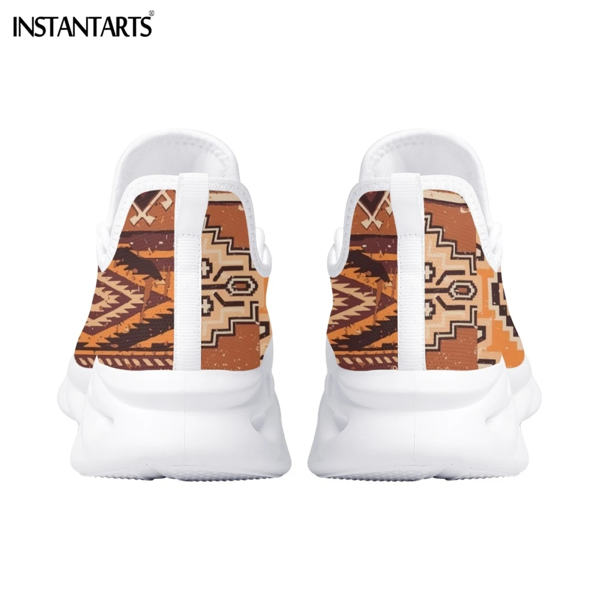 Fashion Tribal Sneakers Casual Lace Up Platform Shoes Ethnic American Traditional Print Mesh Knit Shoes For Women