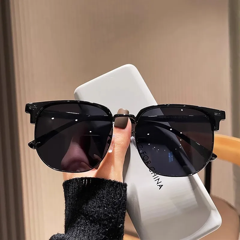 15.8Plus Size Eyebrows Semi-Rimless Sunglasses Women's Face Slimming Summer Sun-Resistant Sunglasses Men's Models Can Be Equippe