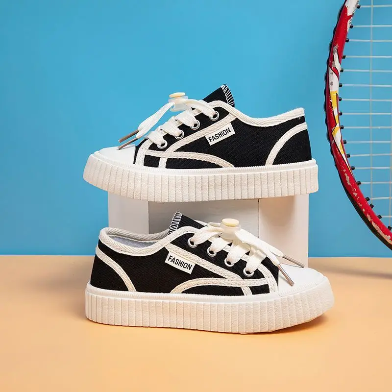 Girls Low Top Canvas Shoes 2026 Spring Autumn New Release Breathable Flat Shoes for Kids Soft Sole Toddler Footwear Comfortable