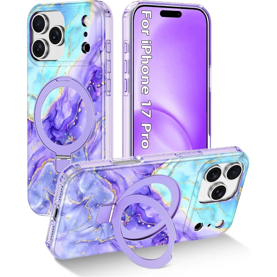 

For iPhone 17 Pro Case Compatible with MagSafe Magnetic Invisible Ring Stand Shockproof Protective Slim Design Ideal for Women
