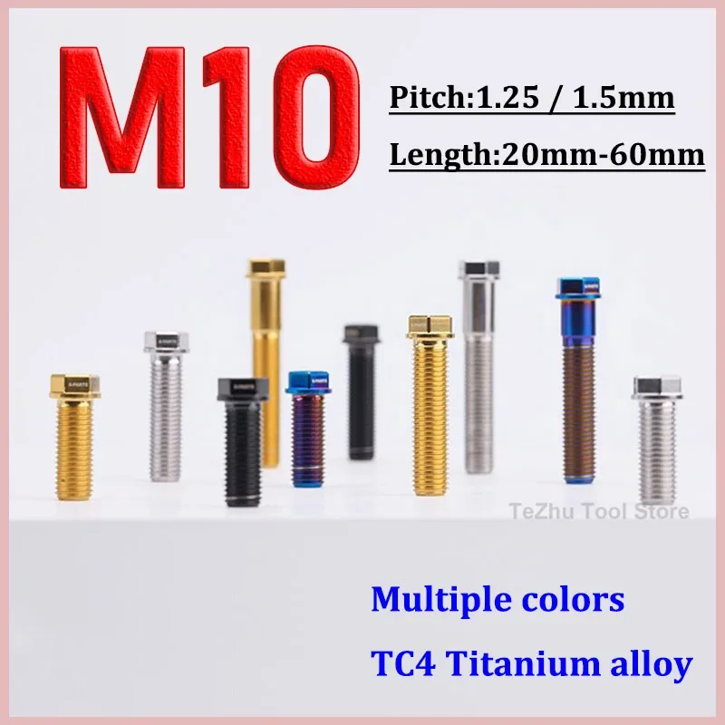 

1pc Titanium Bolts Flange Inner Plum Motorcycle Screw M10 x 20 25 30 35 40 45 55 60mm P1.25mm 1.5mm
