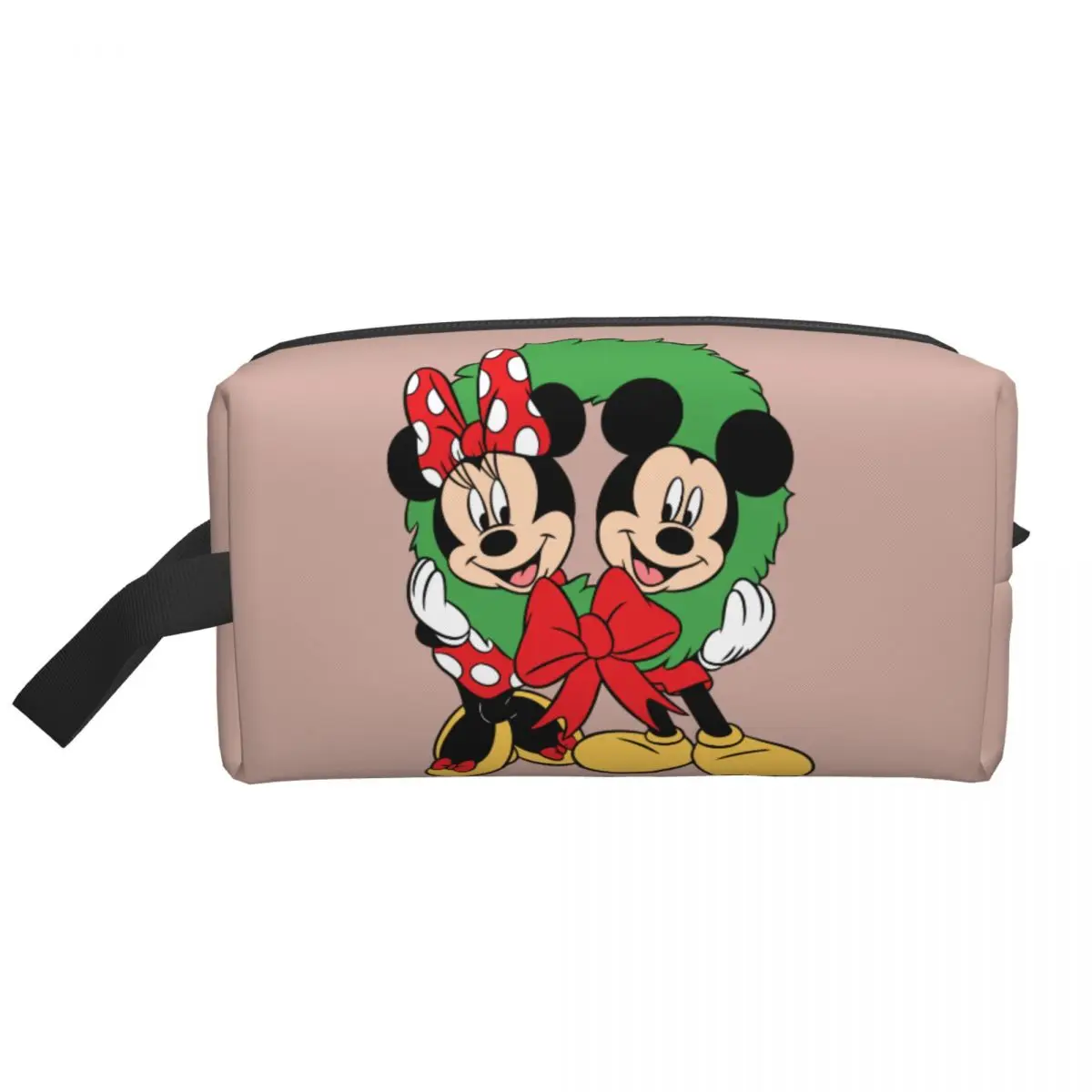 Custom Merry Christmas Minnie Mickey Mouse Toiletry Bag for Women Cosmetic Makeup Organizer Lady Beauty Storage Dopp Kit Case