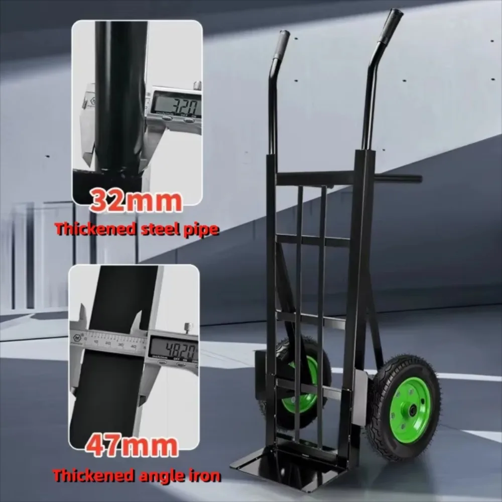 Tiger Hand Truck Two Wheel Dolly Cargo Transport Trolley Flatbed Pull Cart Large Wheel Hand Trailer