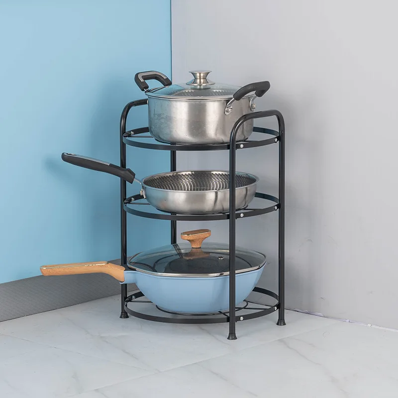 Kitchen shelf floor storage storage shelf multi-layer pot rack kitchen round pot rack