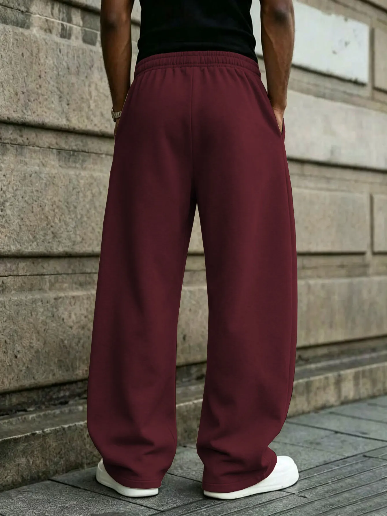 Herren-Jogginghose mit lockerem Schnitt, elastischem Bund, Kordelzug, lässigem Stil, Streetwear-Design, mit Taschen, bequeme Hose. – Detail 13