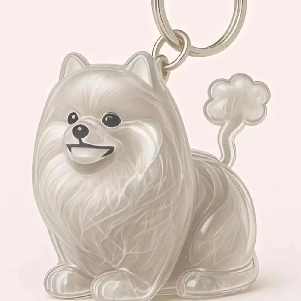 Cartoon Dog Shape Dog Hair Storage Box Transparent DIY Handmade Pet Hair Keychain Hair Grooming Acrylic Puppy Pendants Backpack