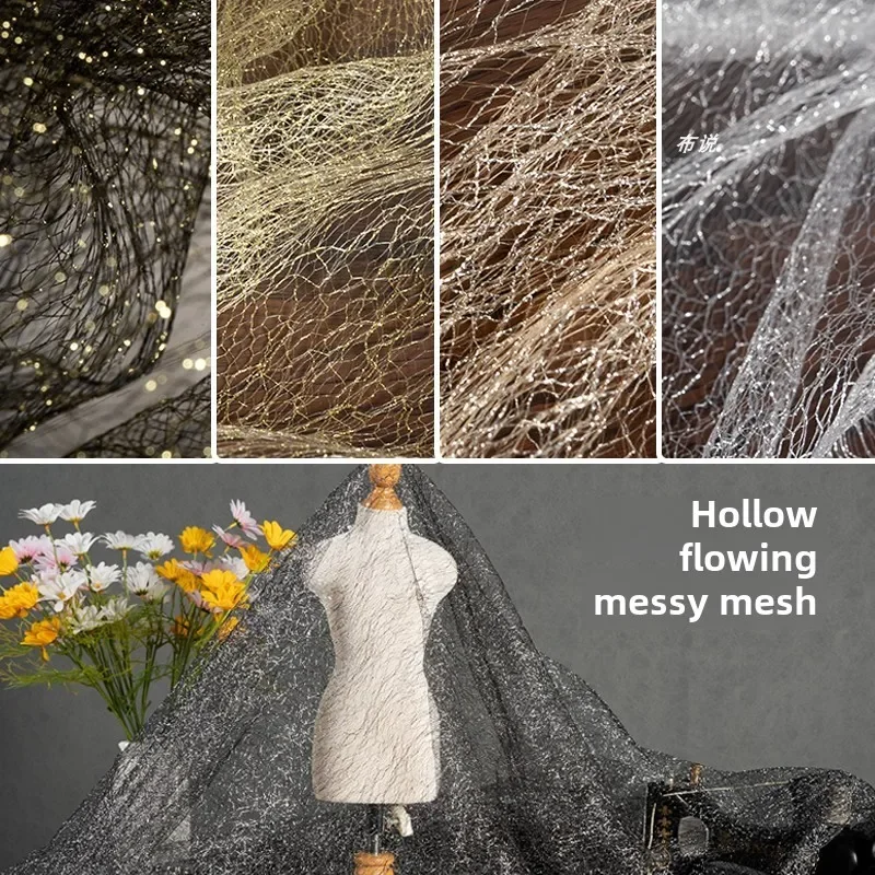 Scattered Mesh Fabric Hollowed Out Headpiece Decorative Background Decoration Fabric DIY Cloth Sewing Meters Material Wholesale