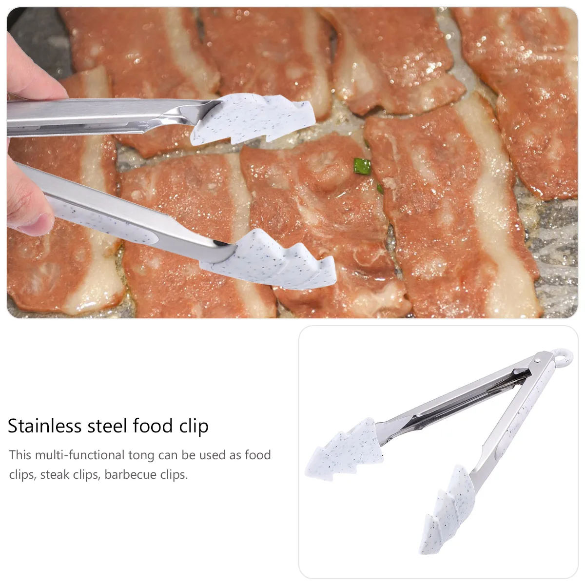 

1Pcs Christmas Tree Shaped Food Clip Stainless Steel Multi-Function Kitchen Tong Food Serving Bread Steak Clamp
