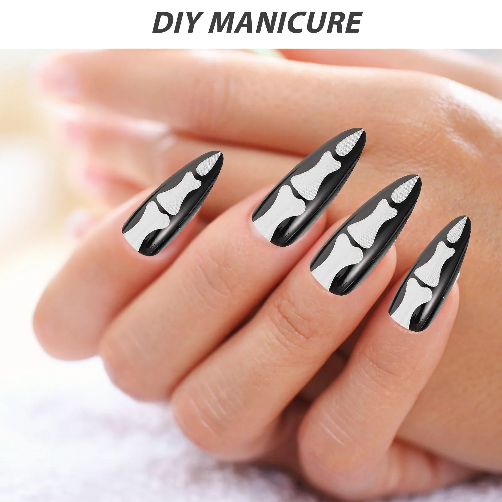 

24 Pcs False Nail for Women Halloween Fake Nails Black Decorative Press on