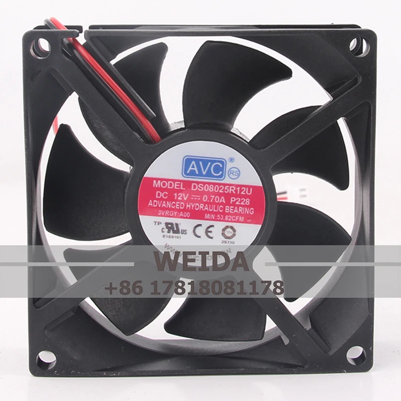 Ventilador de caja de doble rodamiento de bolas para AVC DS08025R12U 80X80X25mm 12V 0.70A 8025 8CM PWM ventilador de refrigeración de flujo de aire grande