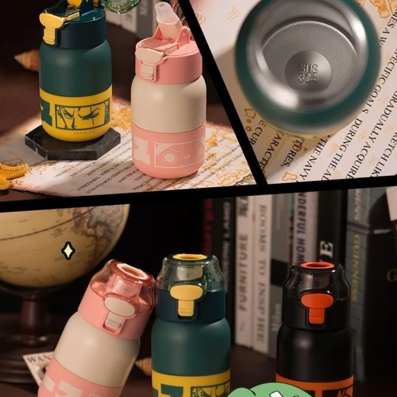 Desenhos animados de aço inoxidável isolados Cup, Correias criativas personalizadas para crianças, copo de água de grande capacidade, uma peça, Chopper Luffy
