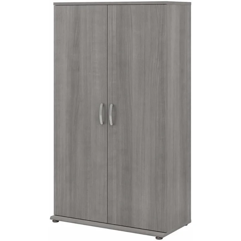 Universal Tall Storage Cabinet With Doors And Shelves In Platinum Gray | Large Storage Unit For Home Office Or Commercial Space