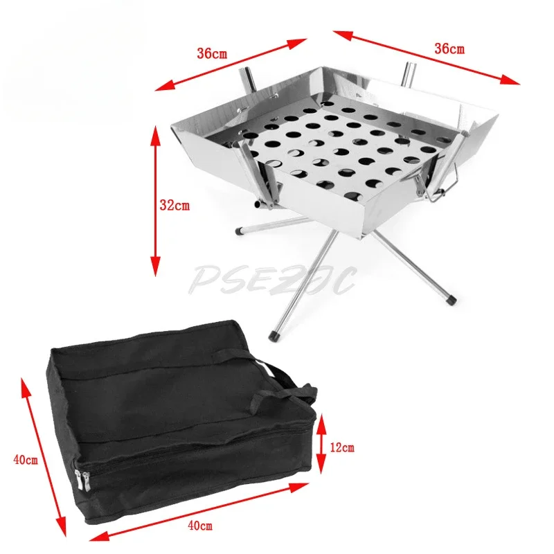 304 Stainless Steel Outdoor Portable Folding Charcoal Stove Charcoal Burning Grill Picnic Barbecue Korean Style Barbecue Grill