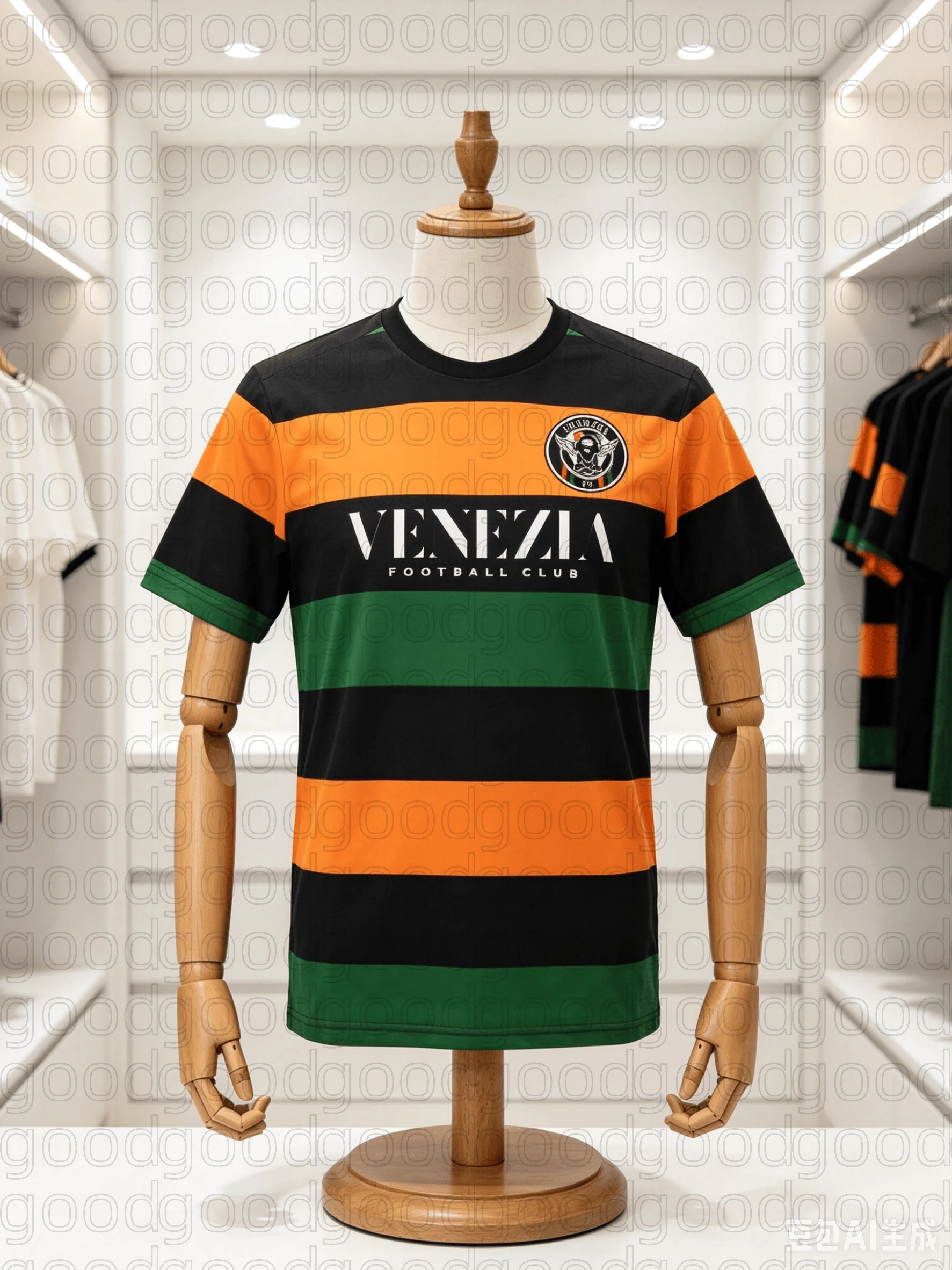 Camisa de futebol masculina, de secagem rápida, respirável, preta, laranja, verde, listrada, manga curta, camiseta esportiva, casual, futebol, família, crianças