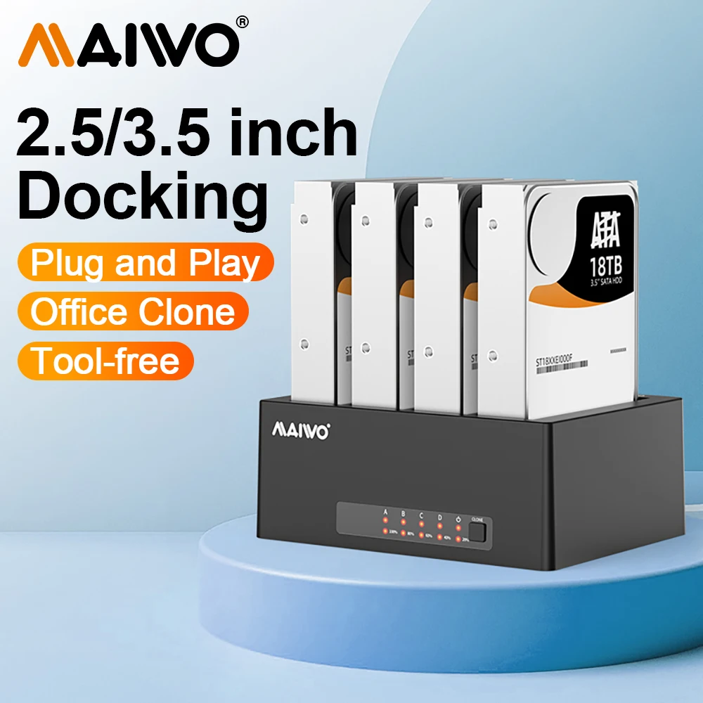 MAIWO 4 Bay Hard Drive Enclosure USB3.0 HDD Enclosure Support 2.5