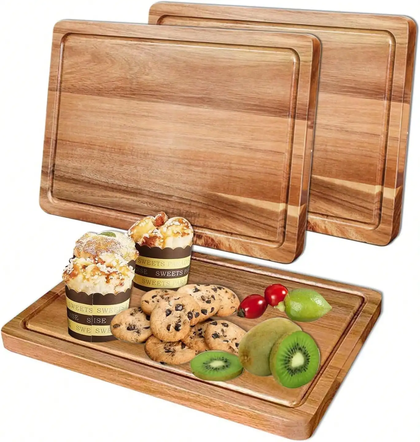 Premium Wooden Kitchen Cutting Board With Juice Grooves Side Handles Durable Butcher Block For Charcuterie Cheese Serving 7 9x11 8 Inch