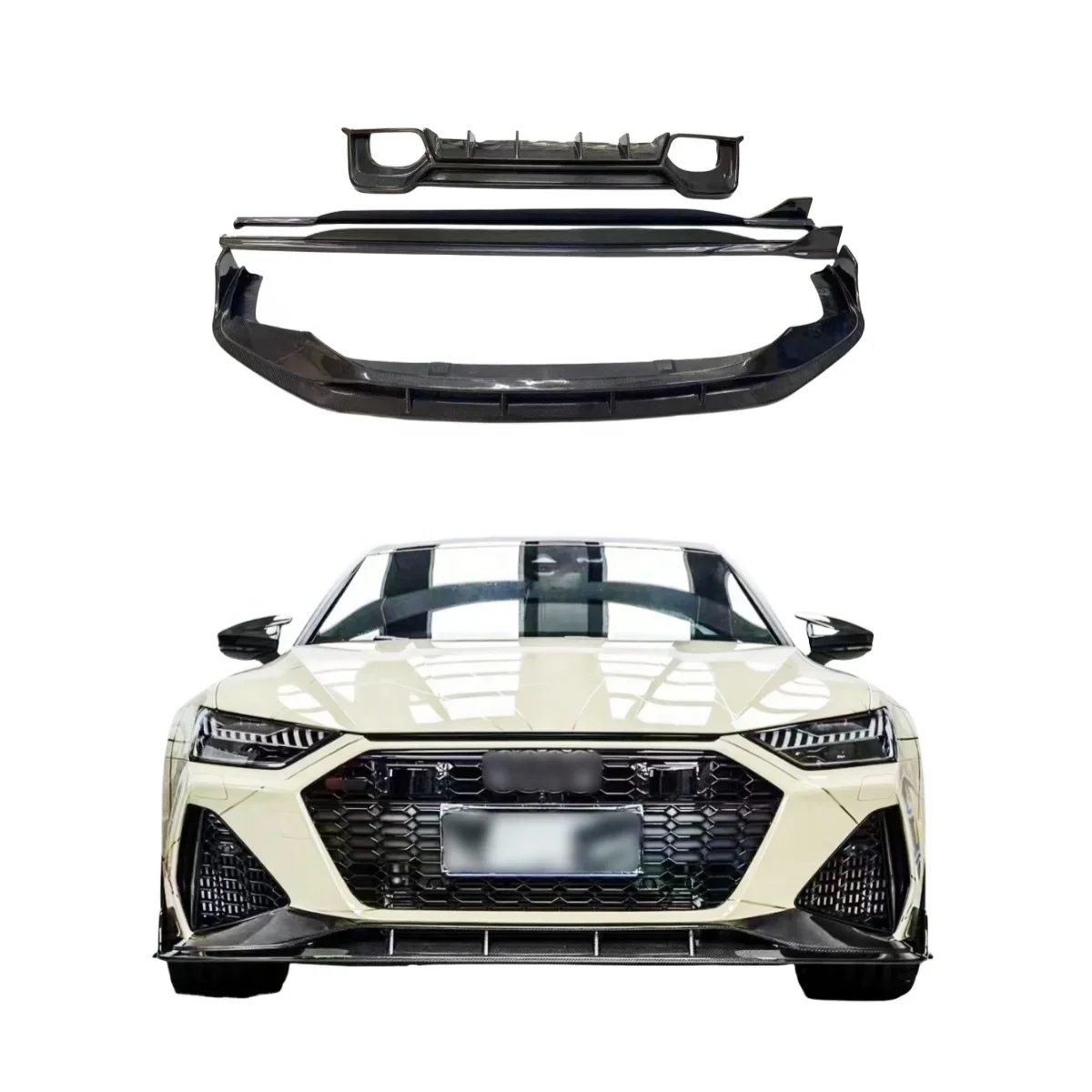 

Carbon Fiber Front Bumper Lip P Style For Audi RS6 RS7 C8 Carbon Fiber Body Kit Diffuser Side Skirt