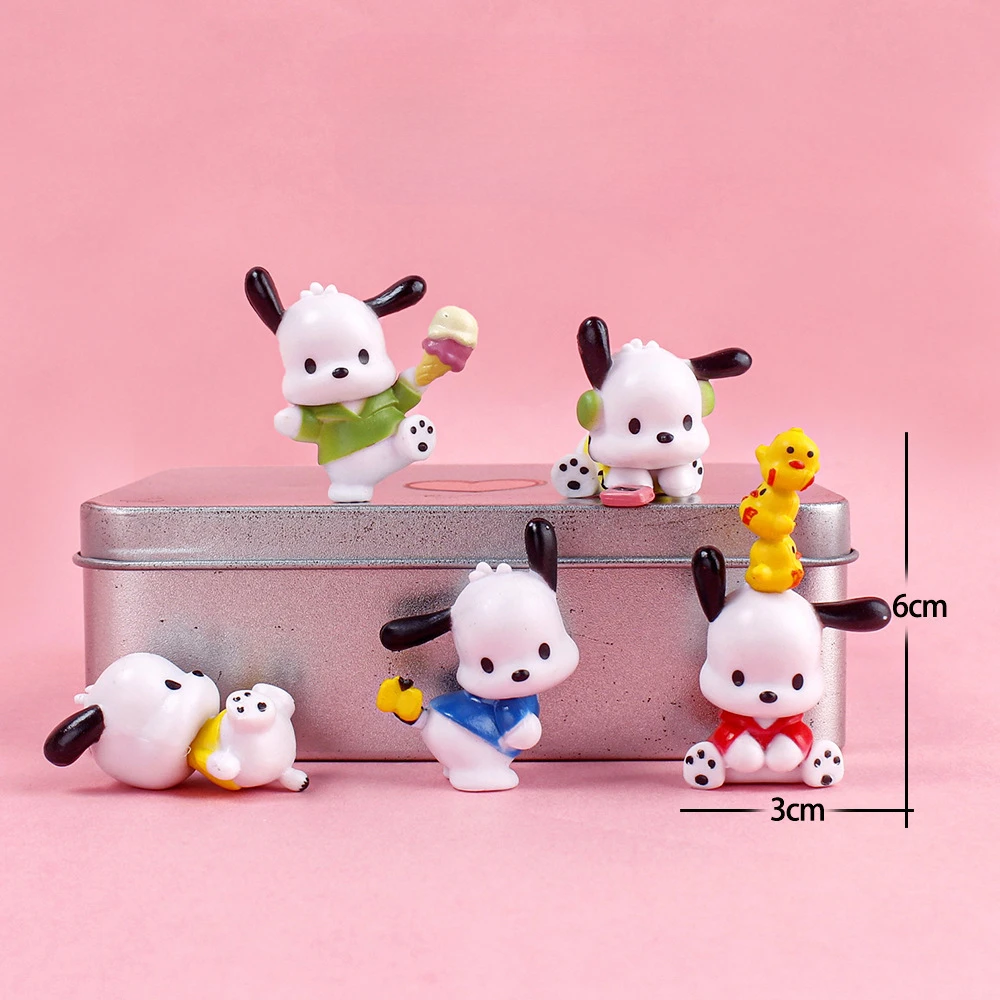 Sanrio Toys Kawaii Pochacco Hello Kitty Melody Kuromi Dolls Action Anime Figures PVC Model Kids Toys for Children Birthday Gifts