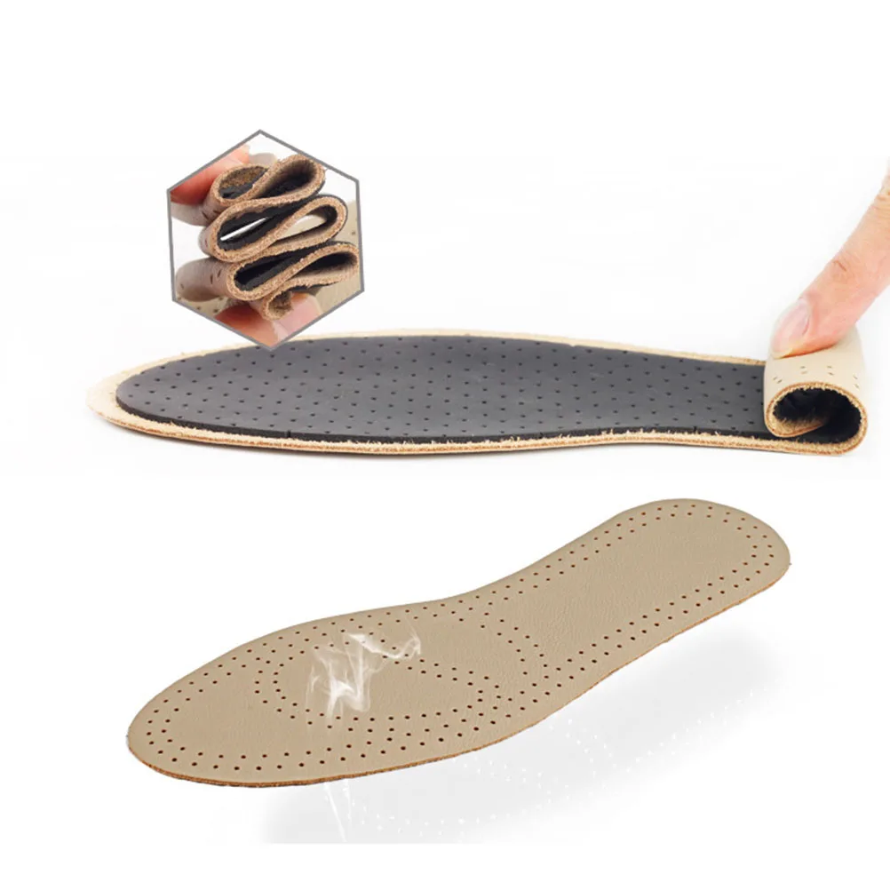 

2pcs Cowhide Insoles Breathable Shoe Pads Anti-Odor Comfort Sports Footwear Inserts For All Shoes Size 37-38
