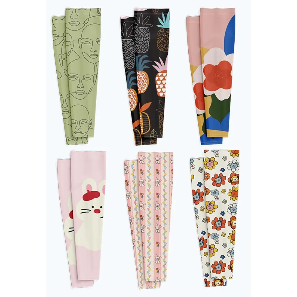

Summer Outdoor Ice Sleeves Printed Ice Silk Sleeves Driving Cute Breathable Arm Protectors Sunscreen and UV Sunshade Sleeves