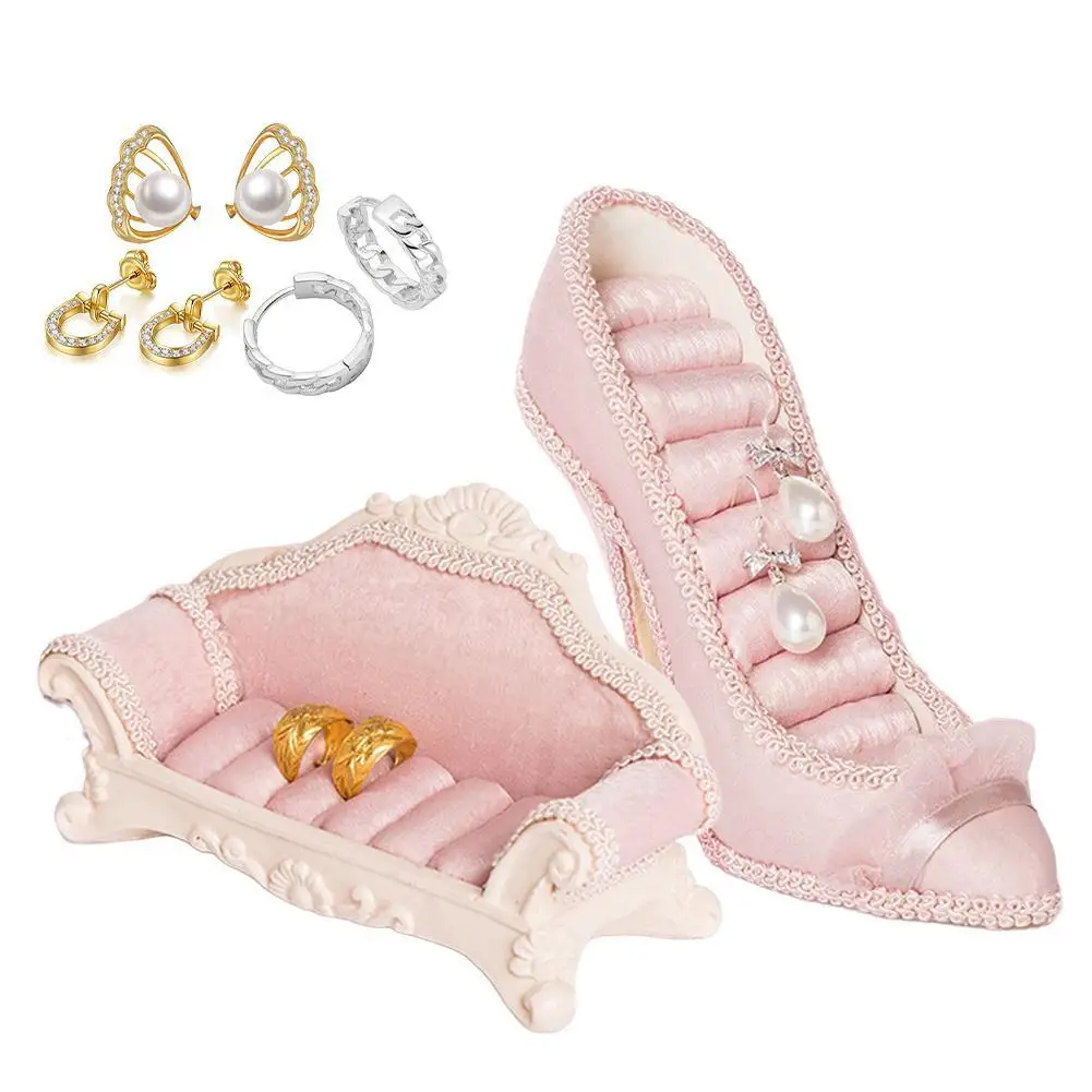 Jewelry Holder Display Stand High-Heeled Shoes Sofa Decorative Figurine Earring Necklace Storage Organizer Gift For Women