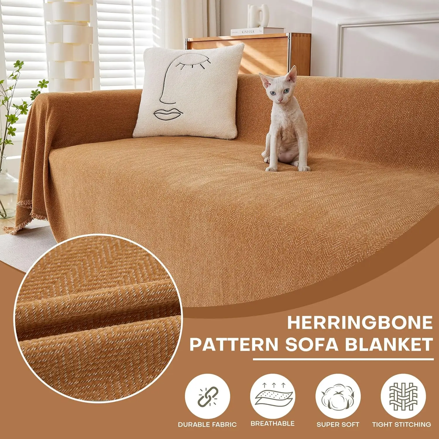 

Couch Cover Boho Sofa Slipcover Living Room Pet Soft with Tassel Washable Sofa Covers Chenille Protector Throw Blanket Stylish