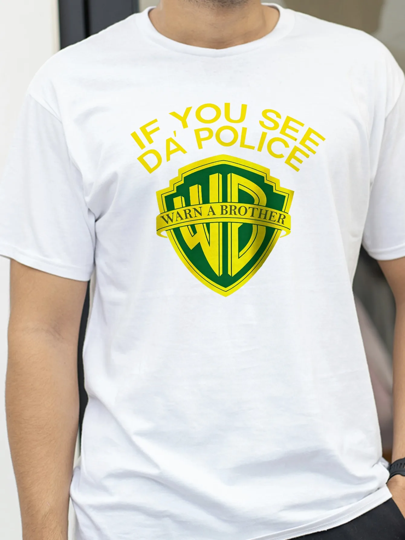 

Men's If You See Da' Police Printed T-Shirt Cotton Classic Funny Graphic Tees for Men Women Summer Tops