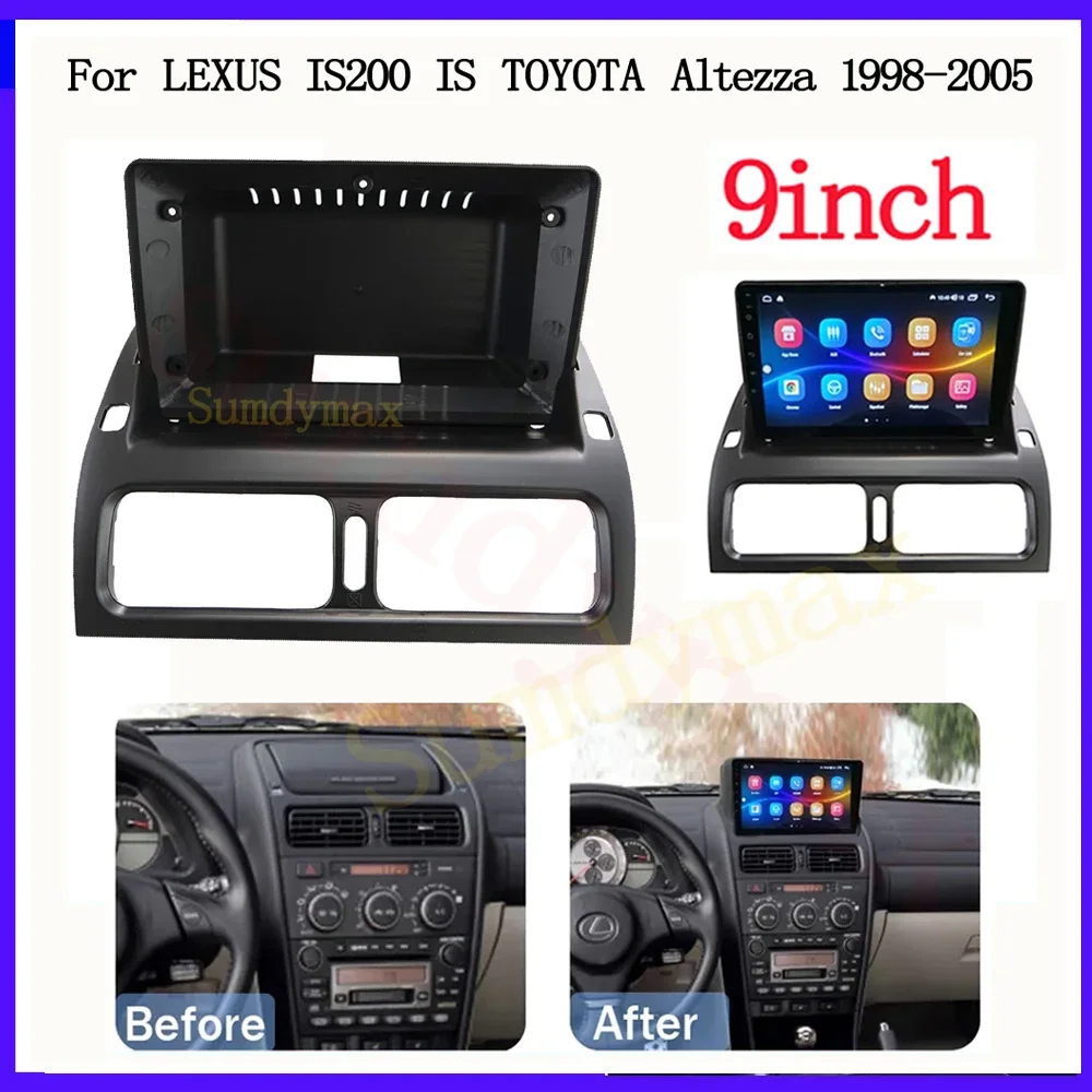 

9-дюймовый 2 din автомобильный радиоприемник для LEXUS IS200 1998-2005 TOYOTA Altezza 1998-2005 гг., адаптер рамки, панель CD, отделка приборной панели, лицевая панель