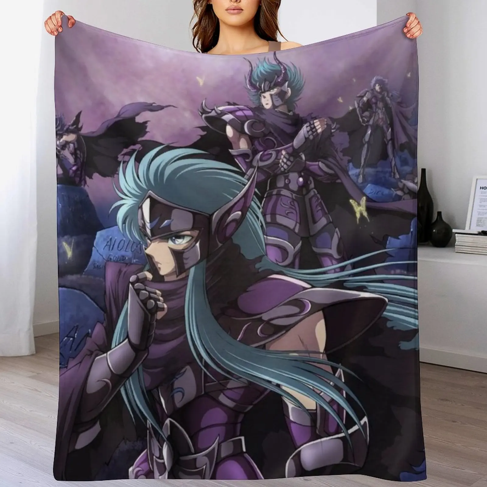 

Saint Seiya Knights of the Zodiac Throw Blanket Cozy Home Blanket Gift for Christmas Holiday