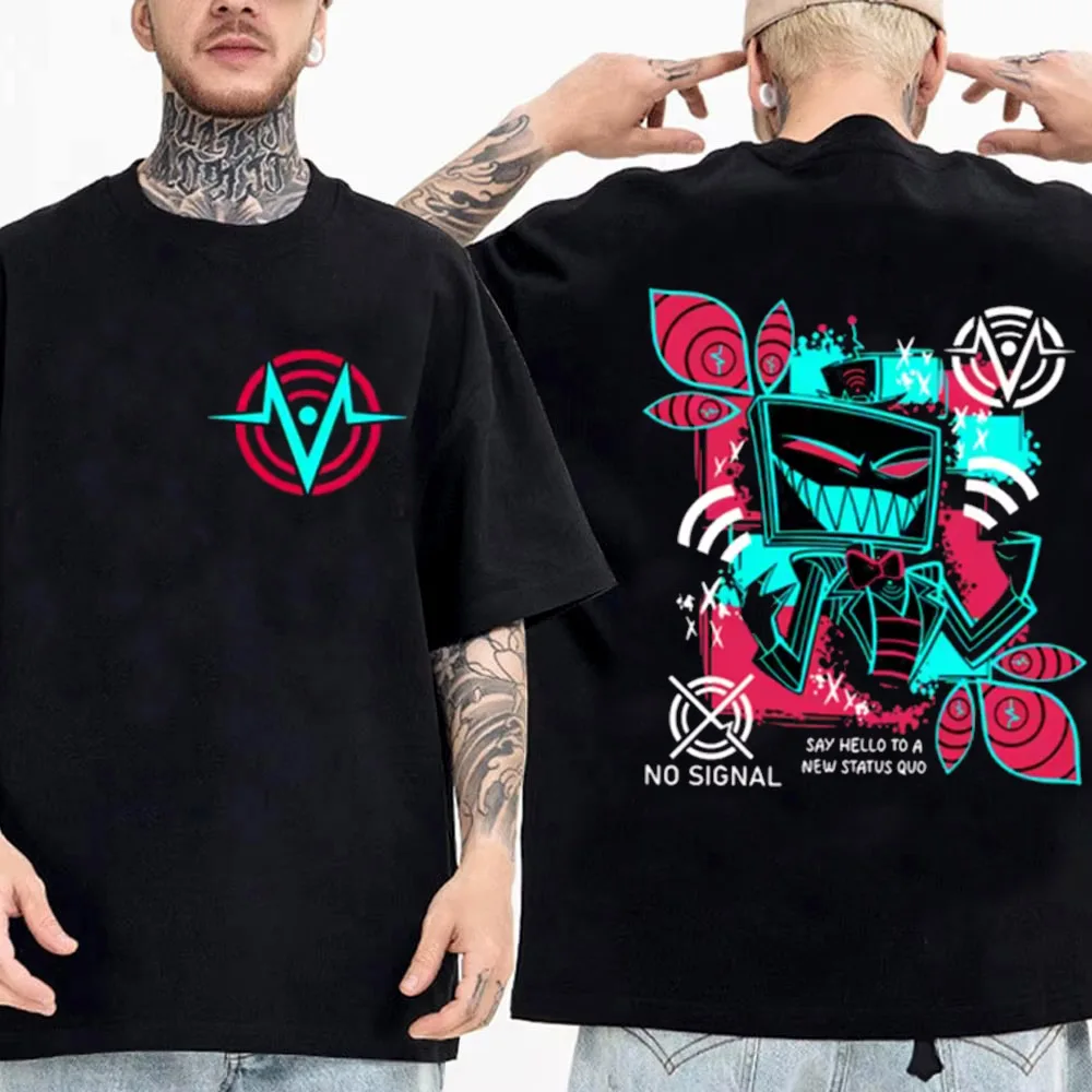 Men Women Loose Cotton T-shirt Hazbin Hotel Vox TV Demon Graphic Print Streetwear Casual Short Sleeve Tops Anime Fashion Tees