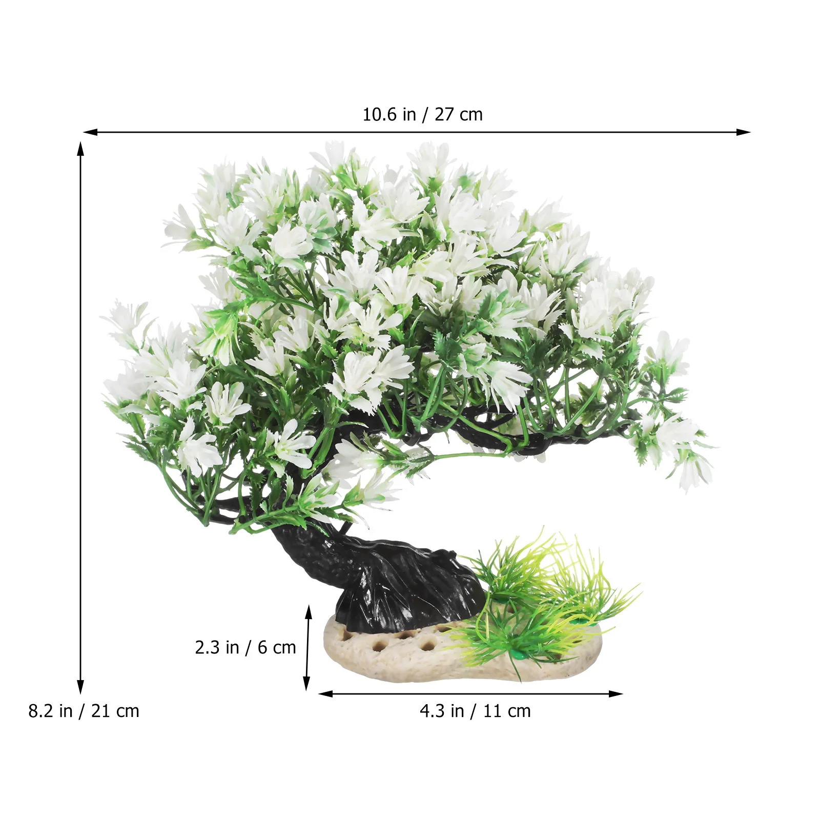 زخرفة شجرة محاكاة واقعية لنباتات حوض السمك البلاستيكية خزان الأسماك بونساي النباتات المزيفة زخرفة المناظر الطبيعية المائية #5