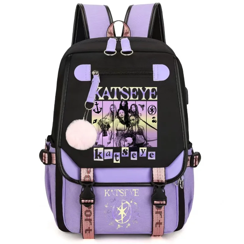 KATSEYE Printed Backpack for Primary and Middle School Students Cute Campus School Bag Lightweight Large Capacity Casual Daily