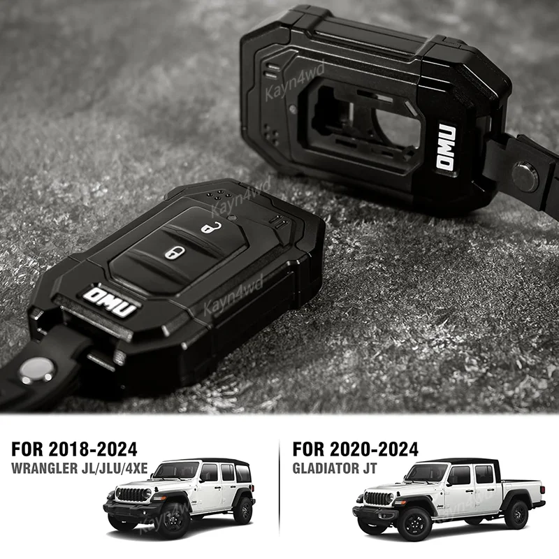 Off Road 4x4 OMU Series Accessori Custodia chiave in alluminio Fob per Jeep Wrangler JL JLU 4XE & Gladiator JT 2018-2025 Copertura chiave in metallo