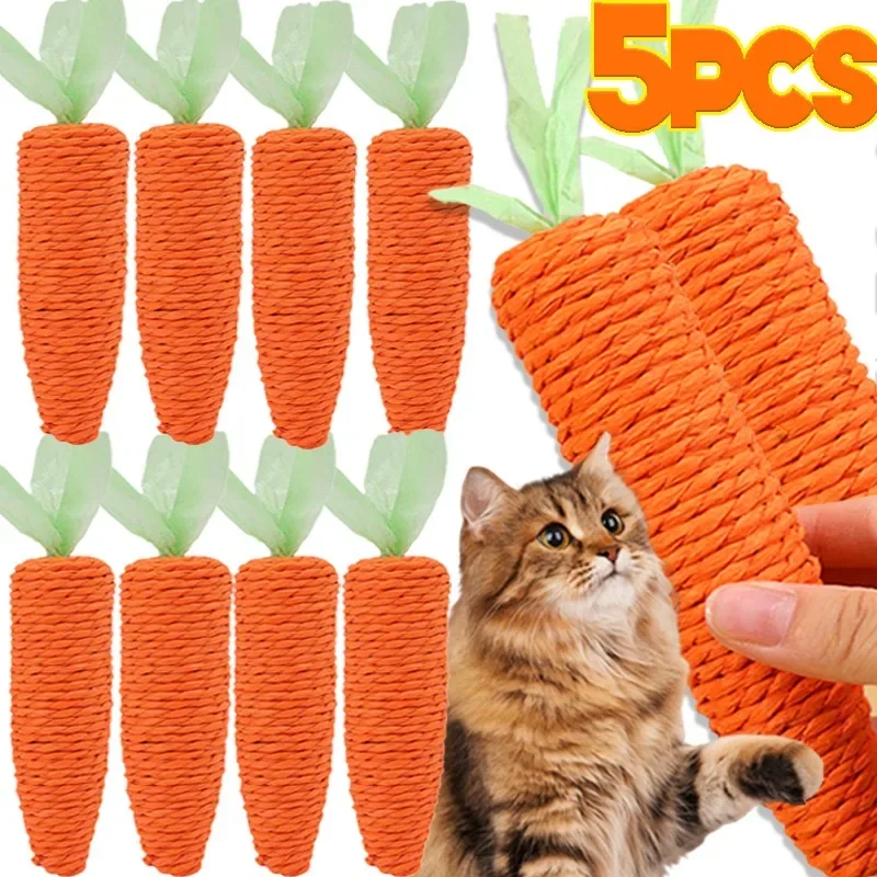 

Cat Toy Carrot Paper Rope Chew Toys Bite Resistant Scratcher Clean Teeth Interactive Play Cat Carrot Chew Toy Home Pet Products