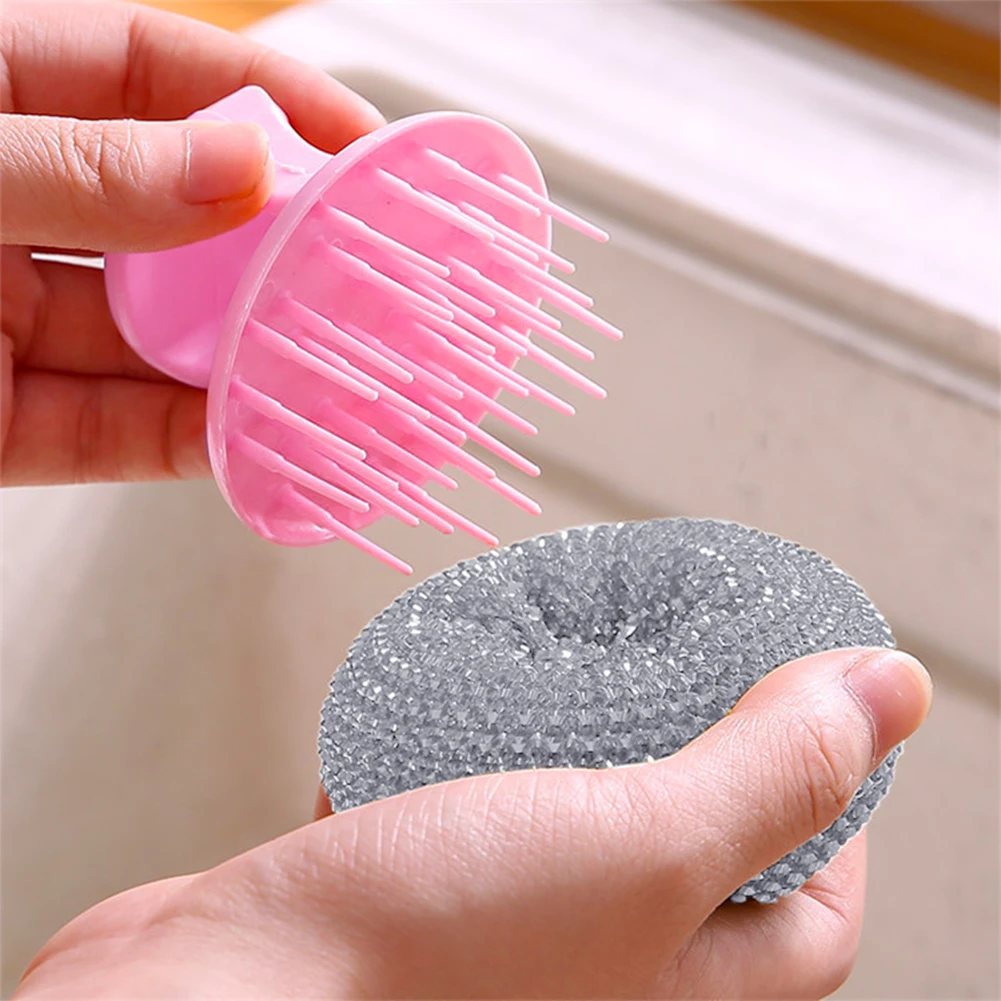 10pcs With 2 Handles Cleaning Sponge Ovens Stainless Steel Scrubber Bathroom