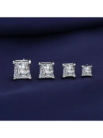 Dazzling square zirconia magnetic earrings ,Ear Clip Earrings For Men Without Ear Holes- sparkling earring jewelry - elegant