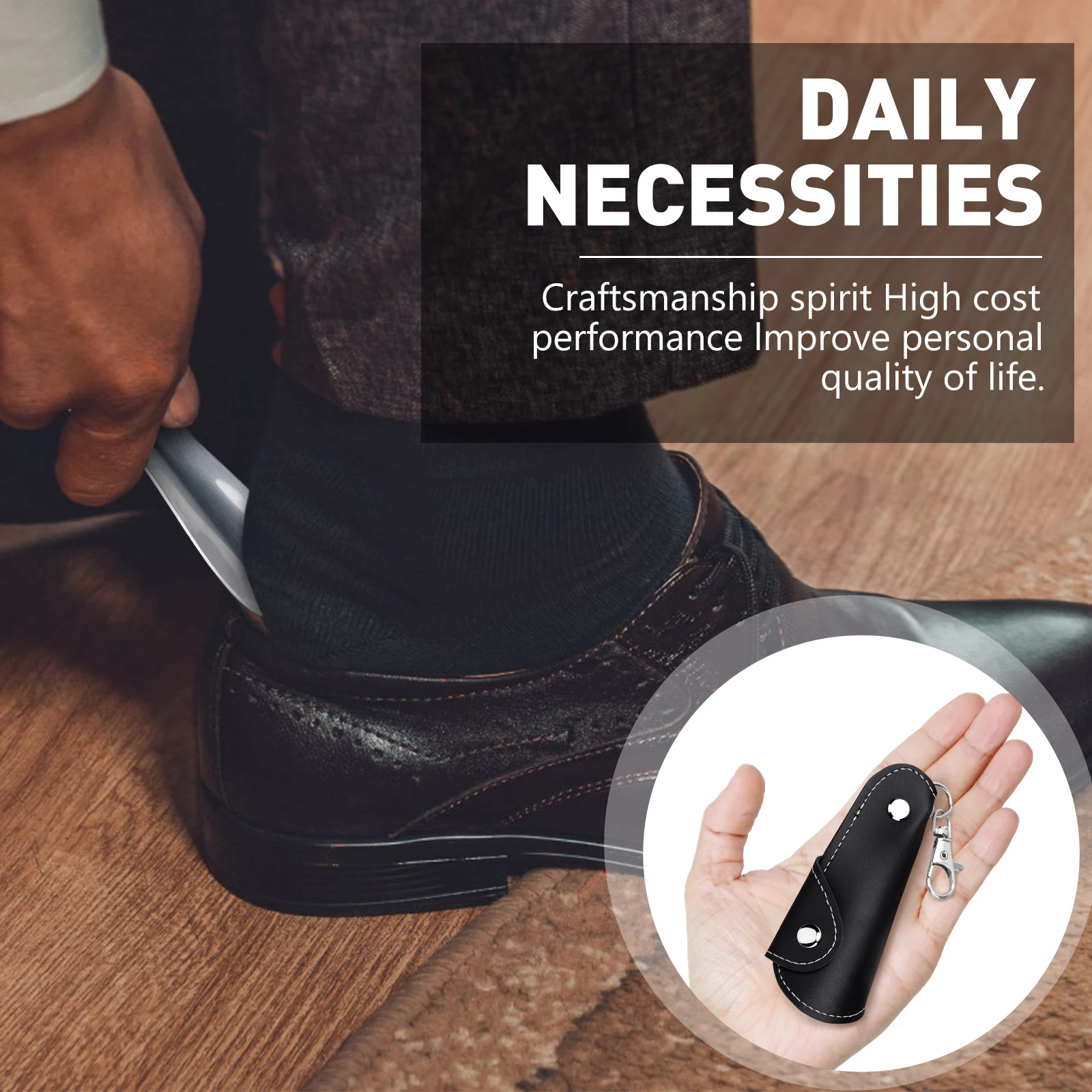 10CM Metal Shoe Horn Mini Shoe Horns Shoe Lifter Portable Travel ShoeHorn with Leather Handle Deduction Shoehorn for Keychain image 6