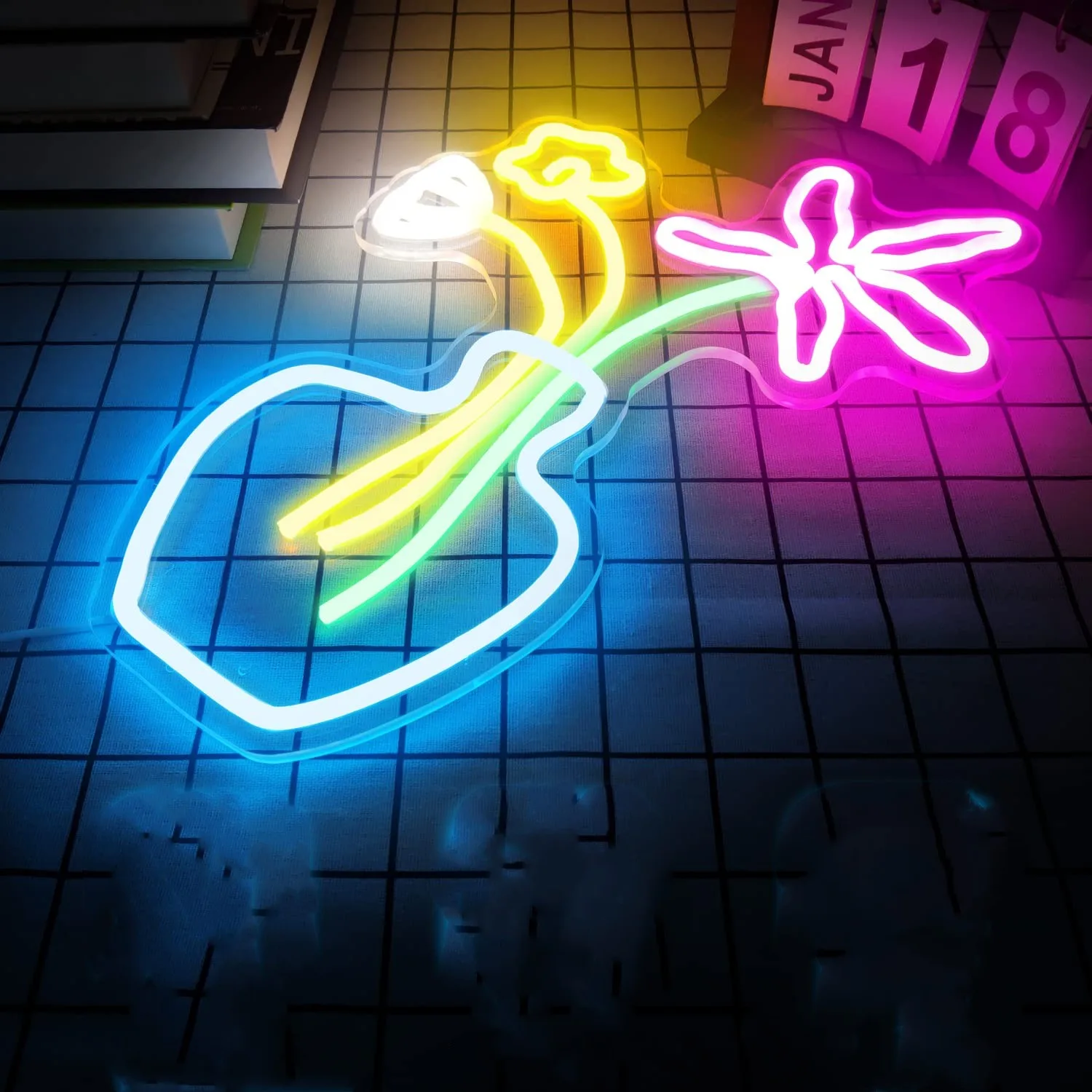 LED Neon Light Cute Cartoon Daisy Flower Neon Sign Decoration Home Bar Hotel Wall Bedroom Party Decorative Acrylic Neon Lamp