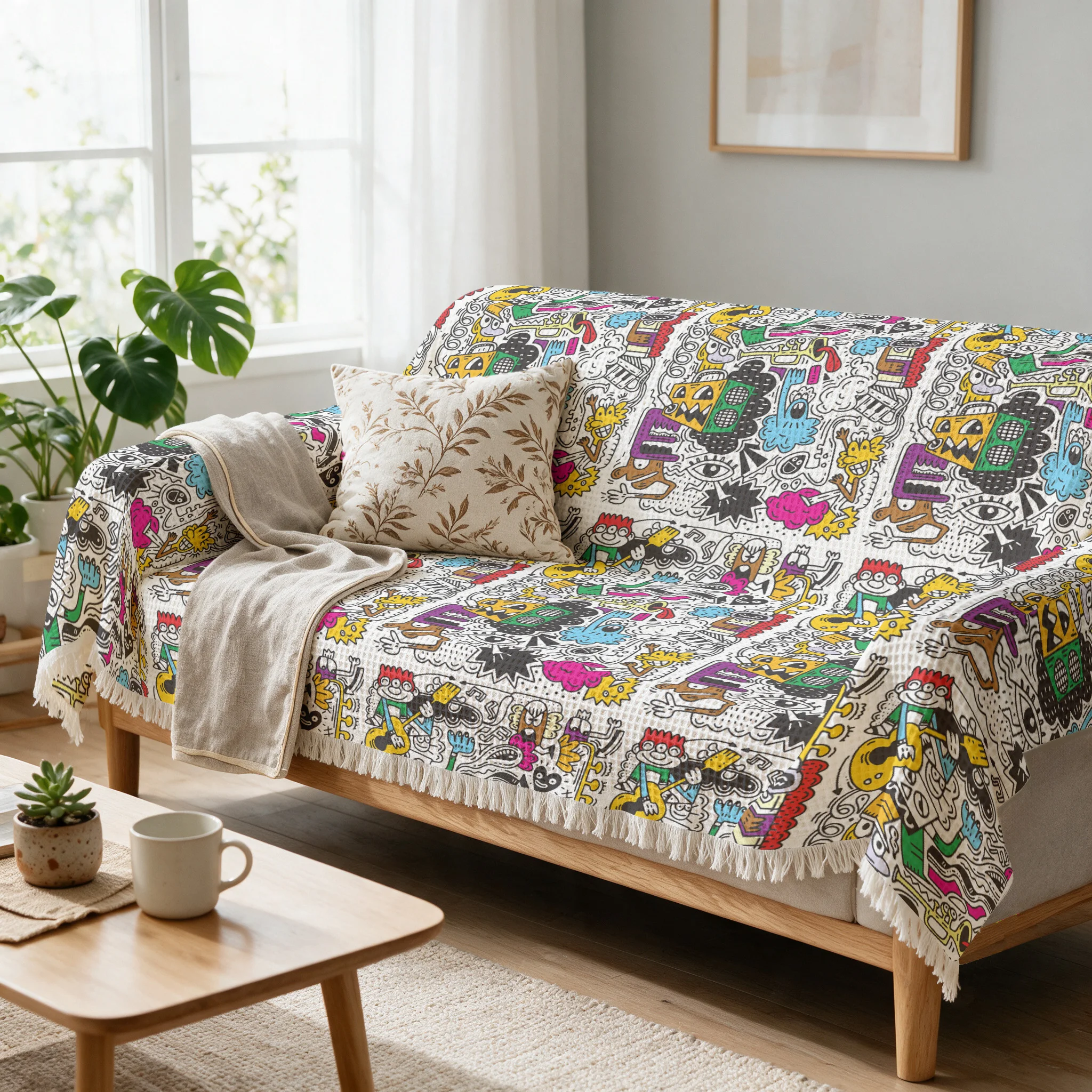 Colorful Pop Art Cartoon Throw Blanket Sofa Cover for Living Room Couch Home Decor Throw Cushion Bedding Cozy Accent